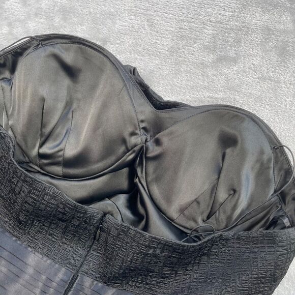 Elie Tahari Dress 12 Black Matelasse Cocktail Wool Textured Sweetheart Cocktail - Picture 3 of 14